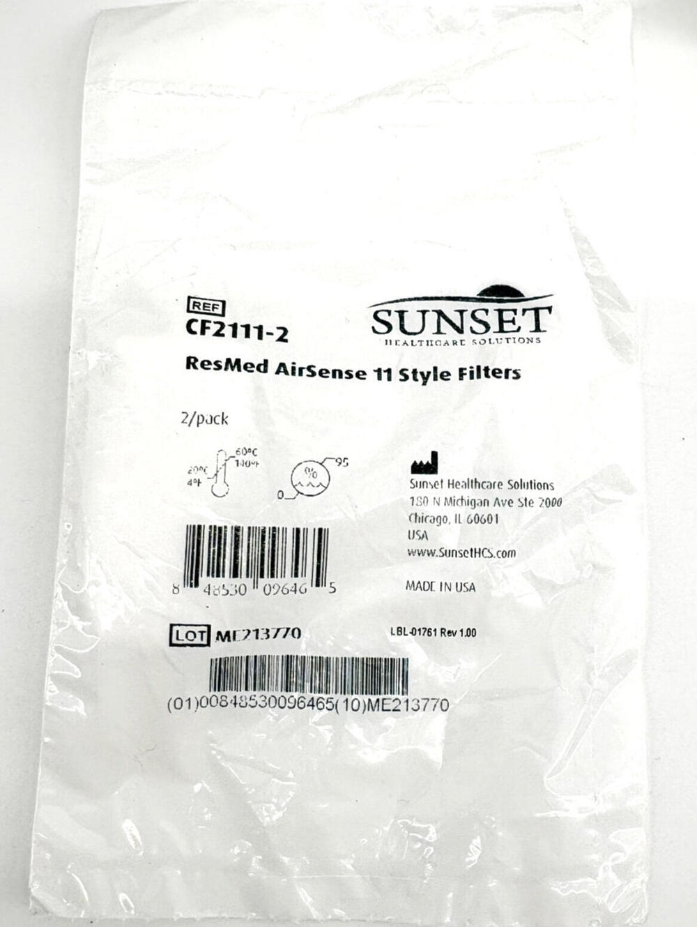 New Sealed Lot of 4 Sunset ResMed AirSense 11 Style Filter CF2111-2 2 Pack